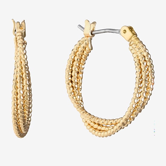 Monet Jewelry Gold Tone Twist Womens 22mm Hypoallergenic Hoop Earrings