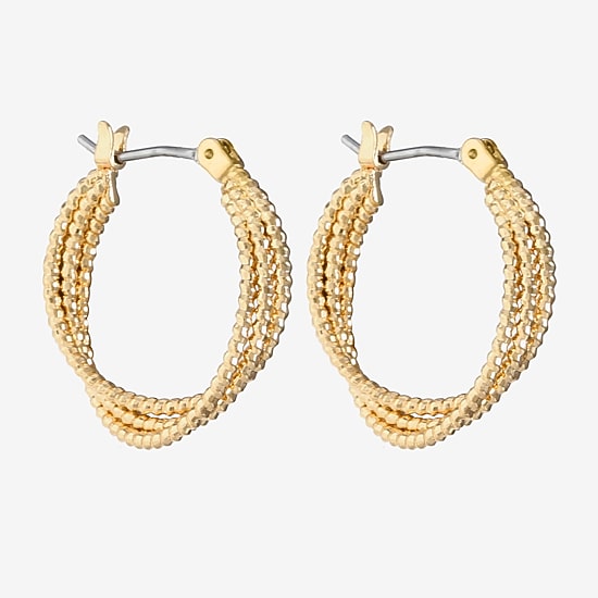 Monet Jewelry Gold Tone Twist Womens 22mm Hypoallergenic Hoop Earrings