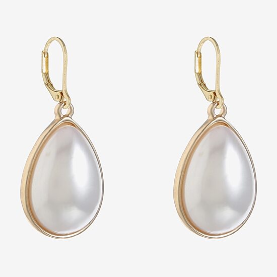 Monet Jewelry Womens White Simulated Pearl Drop Earrings