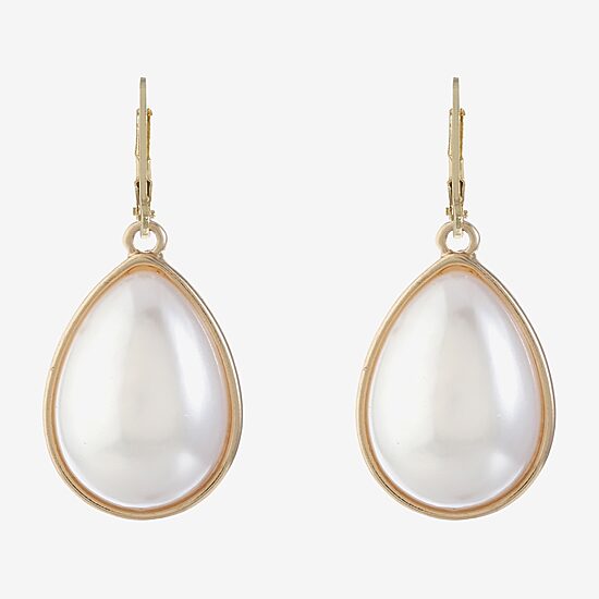 Monet Jewelry Womens White Simulated Pearl Drop Earrings