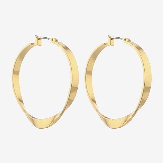 Liz Claiborne Ribbon Womens 36.5mm Hypoallergenic Hoop Earrings