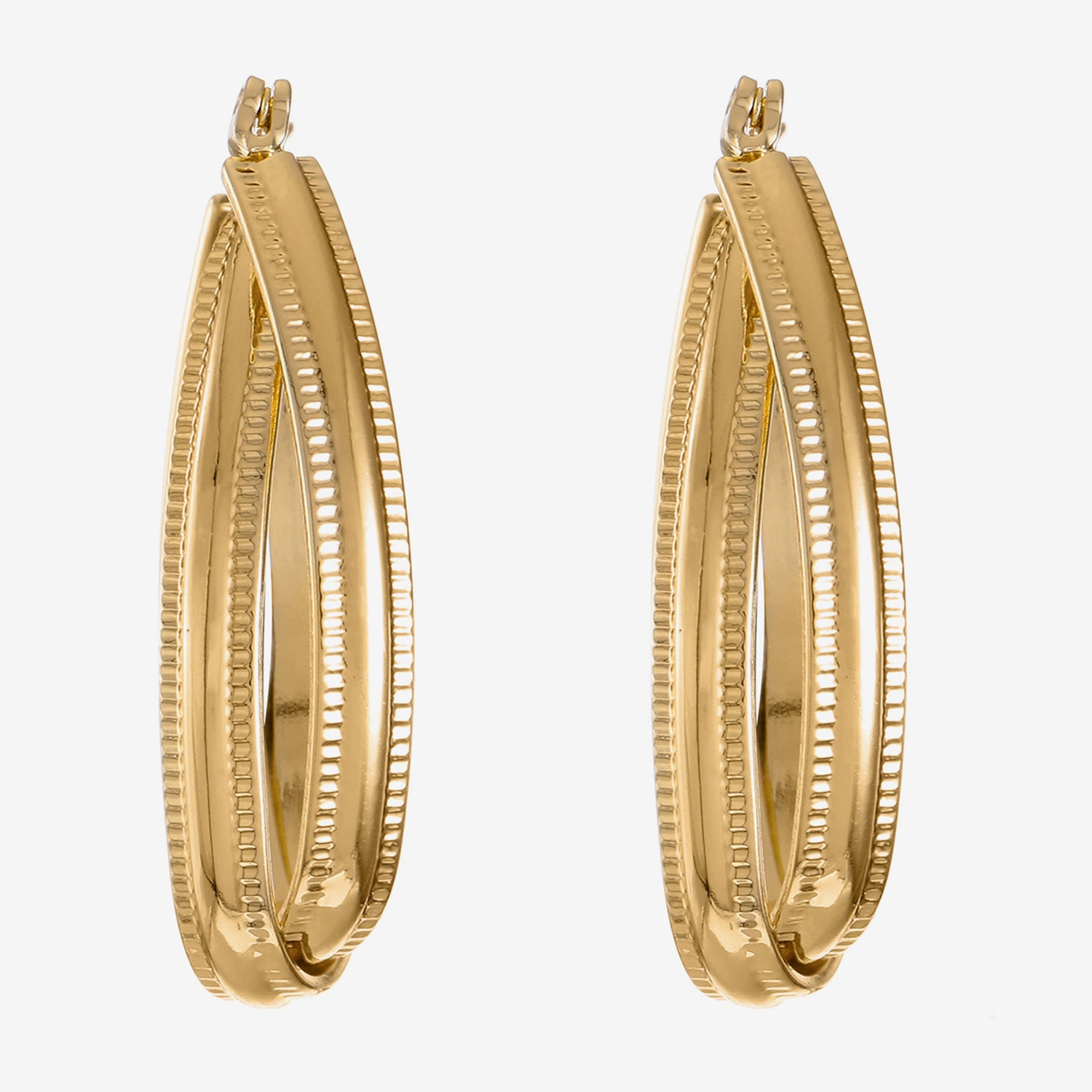 Liz Claiborne Textured Twisted Womens 38.1mm Hypoallergenic Hoop Earrings