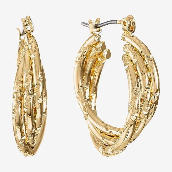 Liz Claiborne® Gold-Tone Small Twisted Hoop Earrings