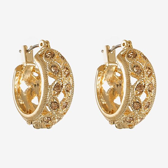 Monet® Gold-Tone Glass Hoop Earrings