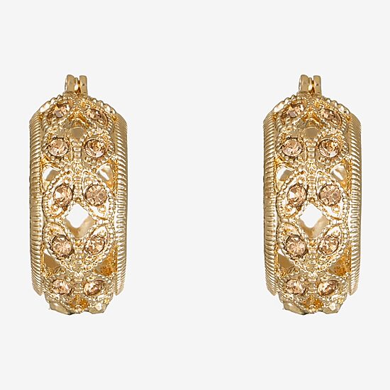 Monet® Gold-Tone Glass Hoop Earrings