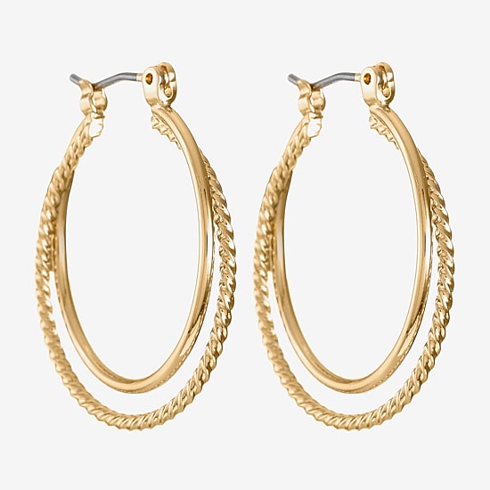 Monet® Gold-Tone 2-Row Hoop Earrings