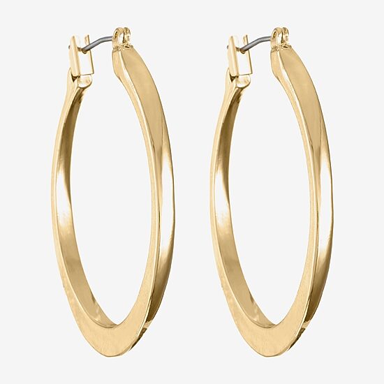 Monet® Gold-Tone Oval Edged Hoop Earrings