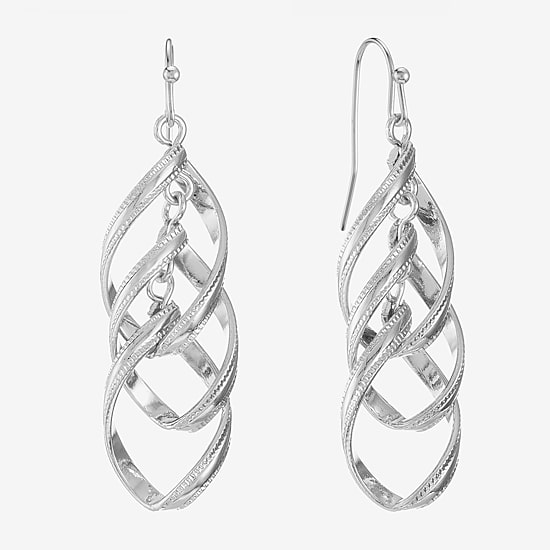 Liz Claiborne Twsited Orbital Womens Hypoallergenic Drop Earrings