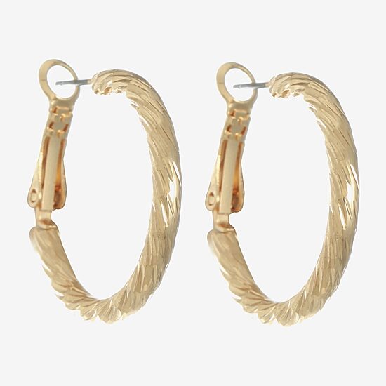Monet Jewelry Gold Tone Womens 22mm Hypoallergenic Hoop Earrings