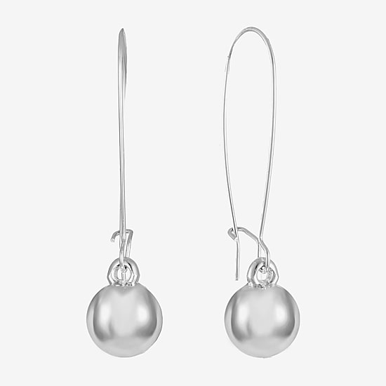 Liz Claiborne® Silver-Tone Bead Drop Earrings