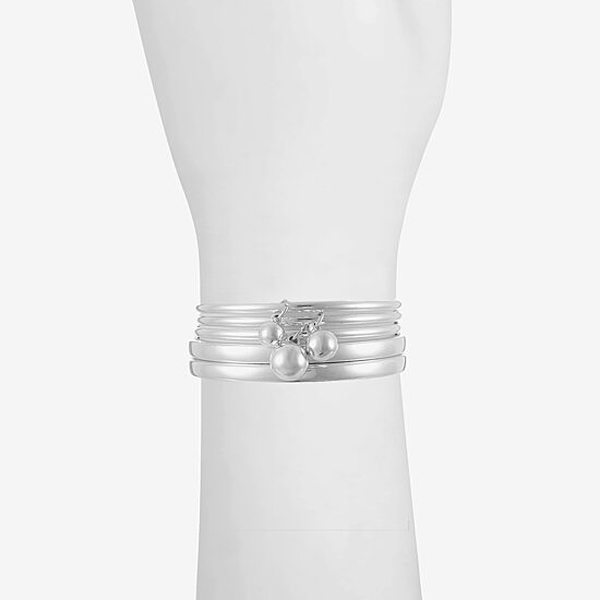Liz Claiborne® Charm Silver-Tone 5-pc. Bangle Set