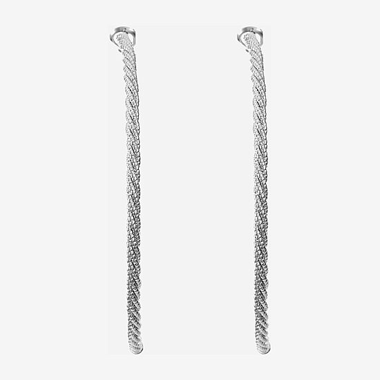 Monet Jewelry Silver Tone Twist Womens 61mm Hypoallergenic Hoop Earrings