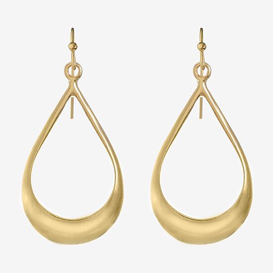 Liz Claiborne Gold Tone Teardrop Womens Drop Earrings