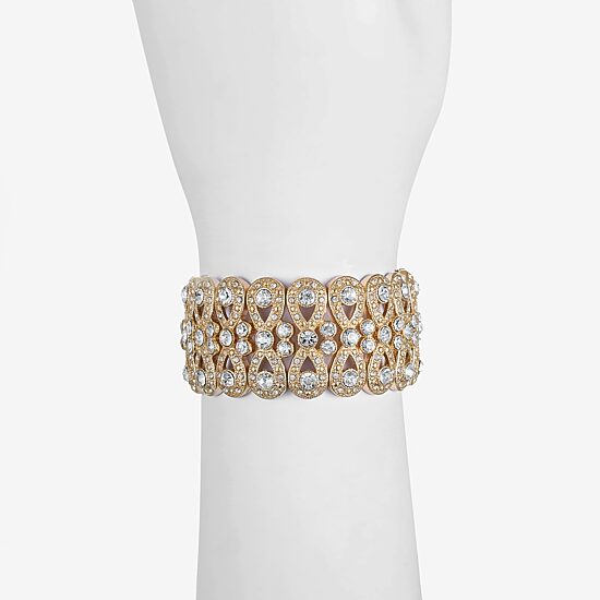 Monet Clear And Goldtone Stretch Bracelet