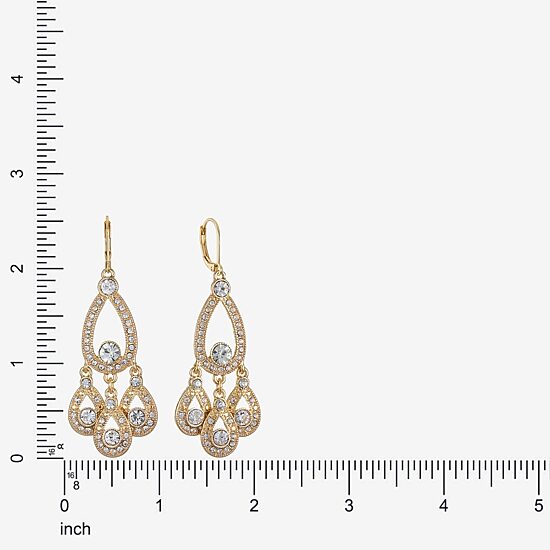 Monet Jewelry Gold Tone Womens White Chandelier Earrings