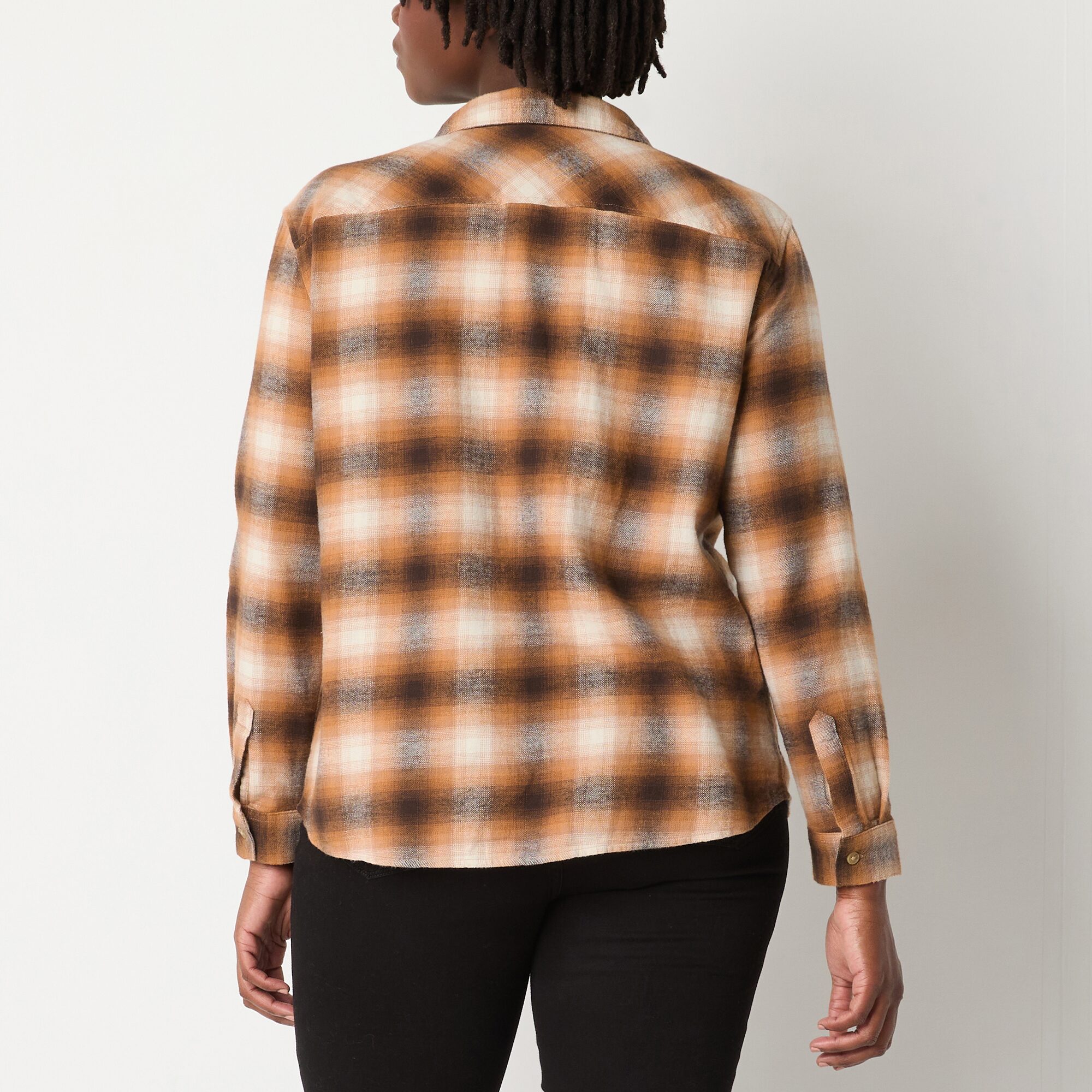 A.N.A Plaid Womens Long Sleeve Blouse
