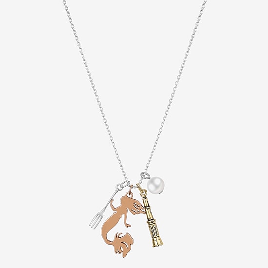 Disney Classics Charm Womens White Glass Simulated Pearl 14K Gold Over Brass 14k Rose Gold Over Brass 16 Inch Pendant Necklace