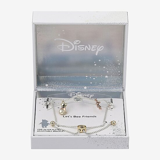 Disney Classics Womens Cubic Zirconia 14K Gold Over Brass 14k Rose Gold Over Brass Heart Piglet Winnie The Pooh Bolo Bracelet