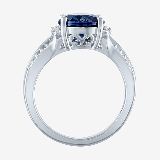 Womens Gemstone Sterling Silver Oval Cocktail Ring