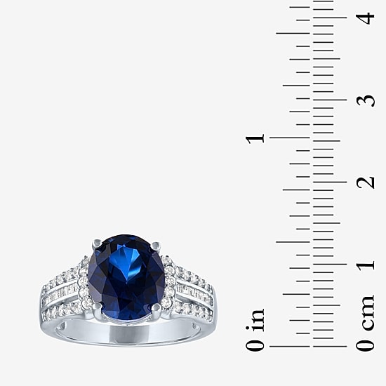 Womens Gemstone Sterling Silver Oval Cocktail Ring