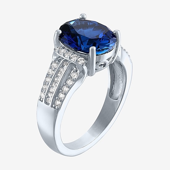 Womens Gemstone Sterling Silver Oval Cocktail Ring