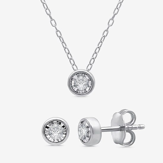 1/4 CT. T.W. Lab Grown White Diamond 14K Gold Over Silver or Sterling Silver Round 2-pc. Jewelry Set