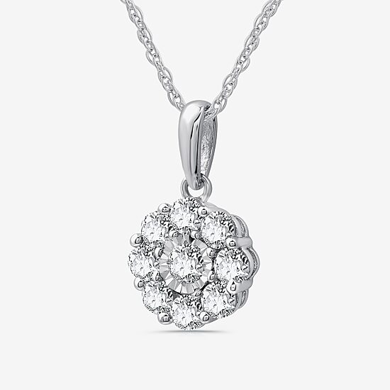 Diamond Blossom Womens 1 CT. T.W. Lab Grown White Diamond Flower Pendant Necklace Set