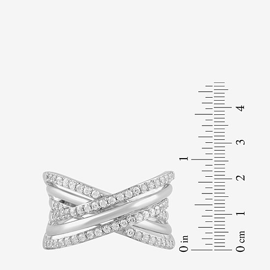 Womens 1/2 CT. T.W. Lab Grown White Diamond Sterling Silver Crossover Band