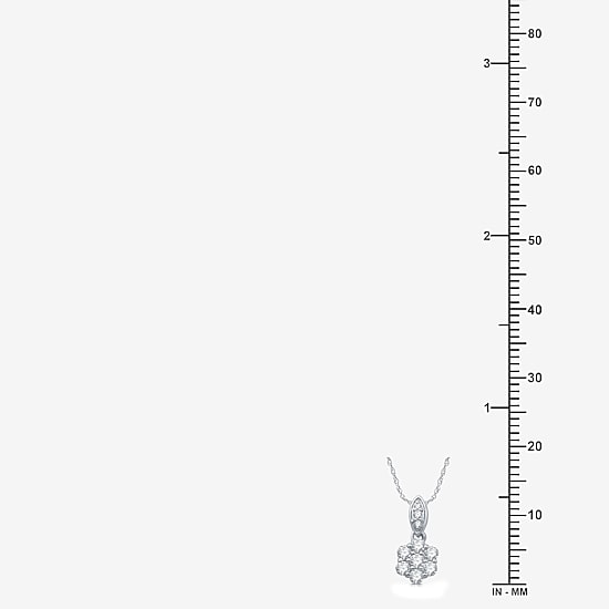 Diamond Blossom Womens 1/4 CT. T.W. Lab Grown White Diamond Sterling Silver Flower 18 Inch Pendant Necklace
