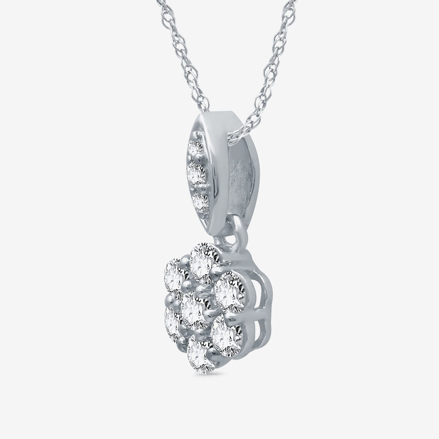 Diamond Blossom Womens 1/4 CT. T.W. Lab Grown White Diamond Sterling Silver Flower 18 Inch Pendant Necklace