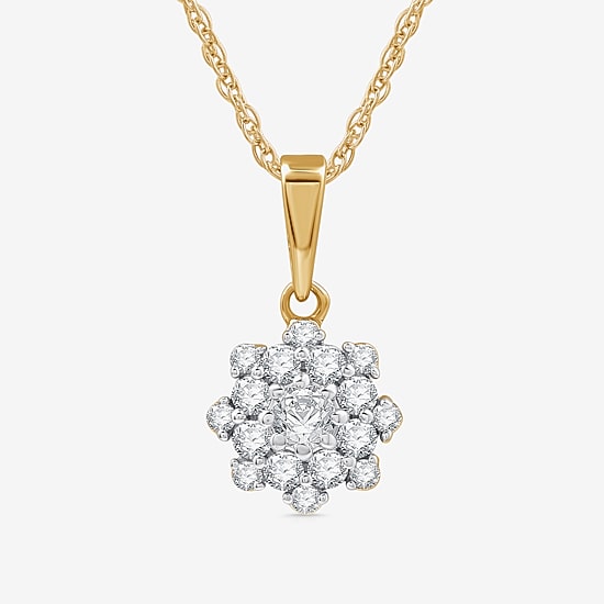 Diamond Blossom Womens 1 CT. T.W. Lab Grown White Diamond Flower Pendant Necklace Set