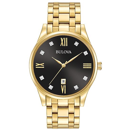 Bulova Classic Mens Gold Tone Stainless Steel Bracelet Watch 97d108