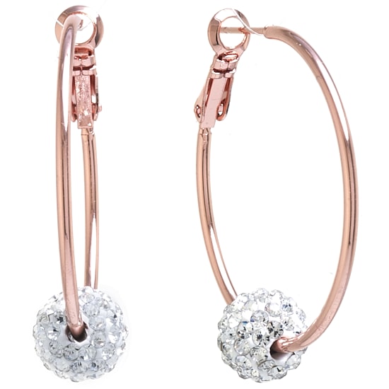 Sparkle Allure Womens 24K Rose Gold Over Brass 38mm Hoop Earrings