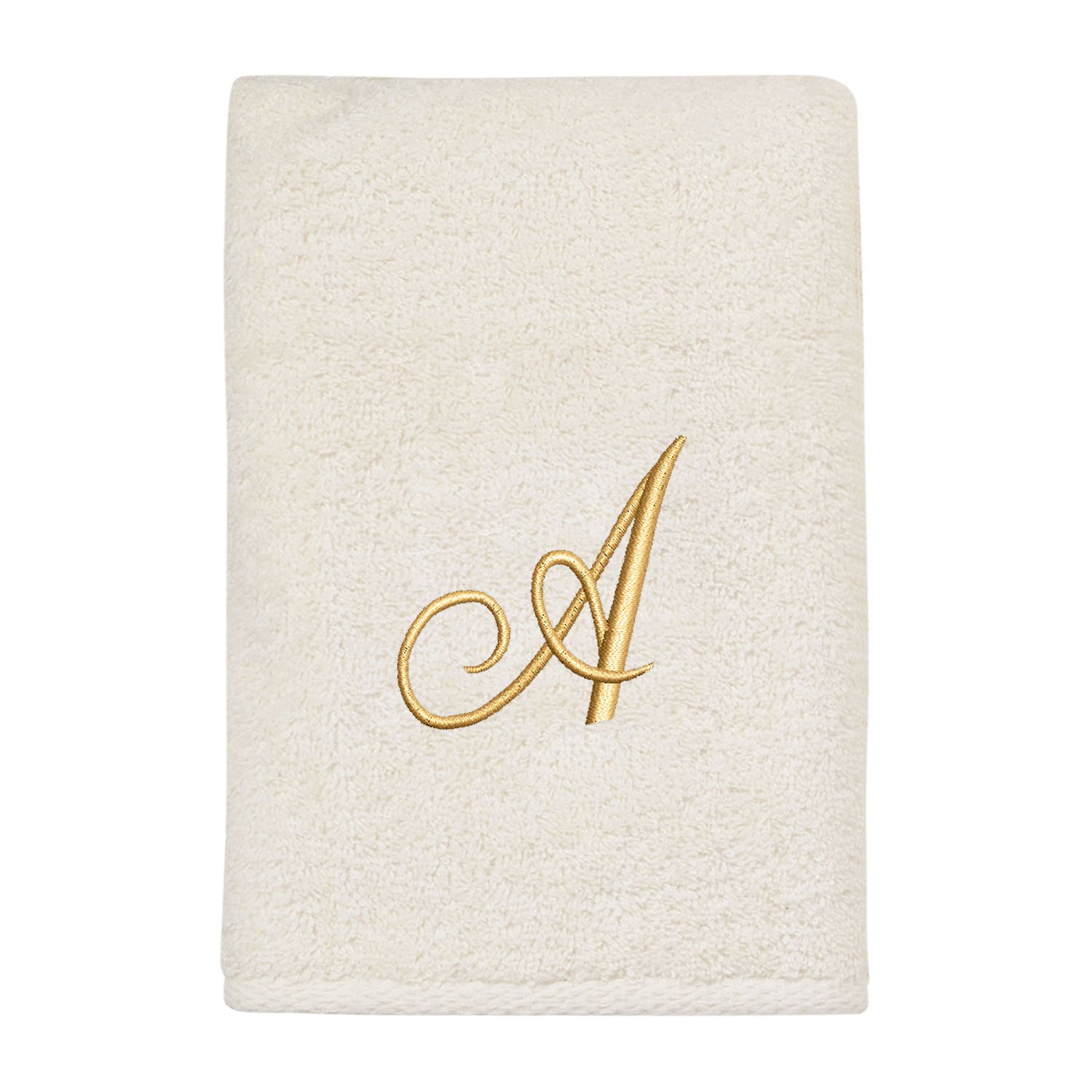Avanti Premier Script Monogram Ivory/Gold Bath Towel Collection