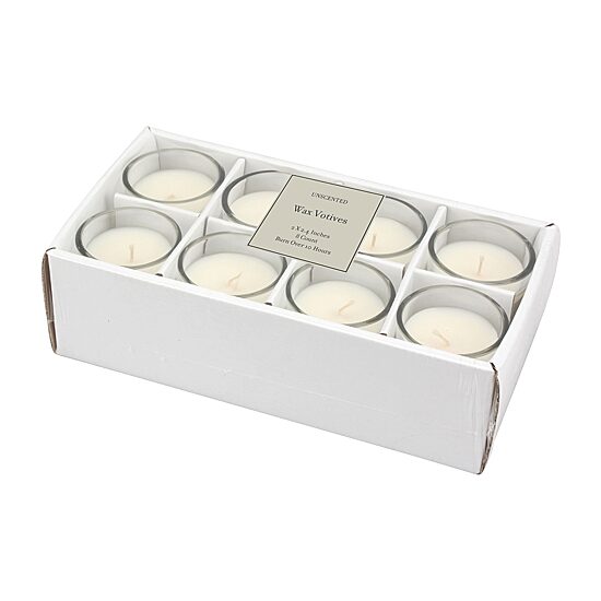 Set of 8 Unscented Votive Jar Candles