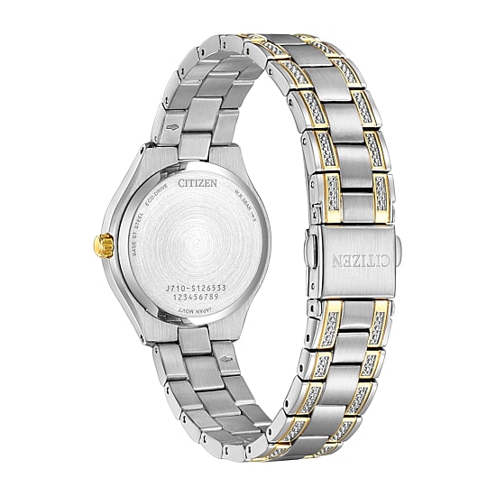 Citizen Silhouette Crystal Womens Crystal Accent Two Tone Stainless Steel Bracelet Watch Fe1234-50l