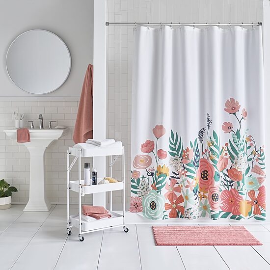 Home Expressions Floral Border Shower Curtain