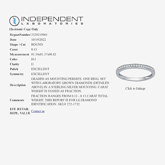 I Said Yes (H-I / I1) Womens 1/10 CT. T.W. Lab Grown White Diamond Sterling Silver Band