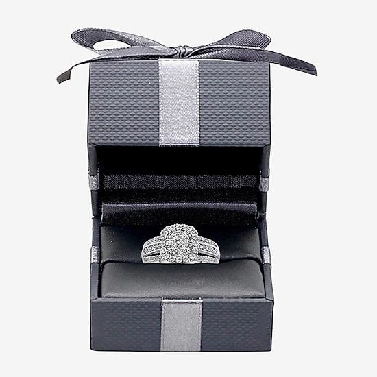 (I / SI2) Womens 1 CT. T.W. Lab Grown White Diamond 10K or 14K White Gold Cushion Side Stone Halo Engagement Ring