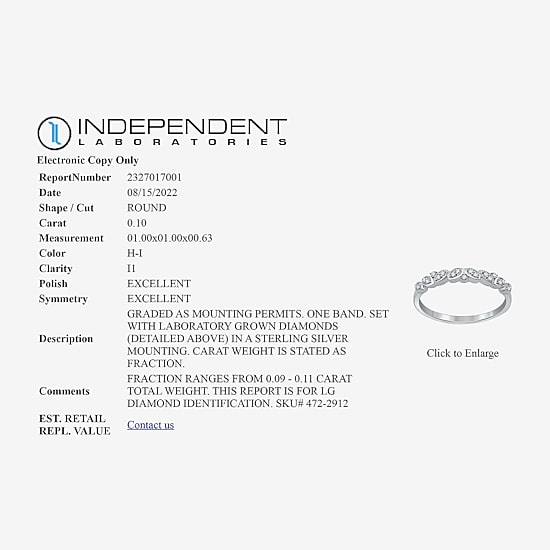 I Said Yes (H-I / I1) 1/10 CT. T.W. Lab Grown White Diamond Sterling Silver or 14K Gold Over Silver Wedding Band