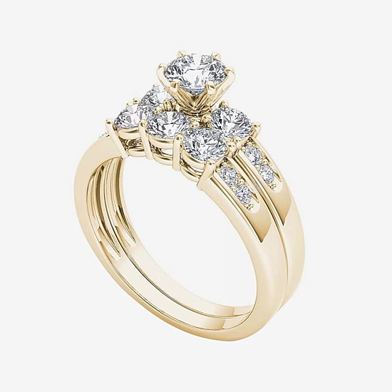 1 1/2 CT.T.W. Natural Diamond 14K Yellow Gold Bridal Set