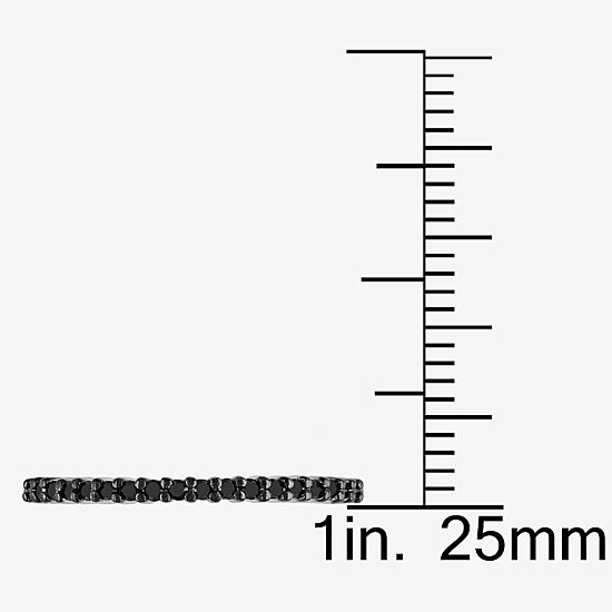 Midnight Black Womens 2MM 1/5 CT. Natural Black Diamond Sterling Silver Wedding Band