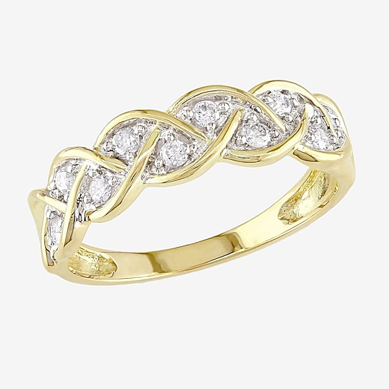 Womens 2MM 1/4 CT. T.W. Natural White Diamond 10K Gold Anniversary Band