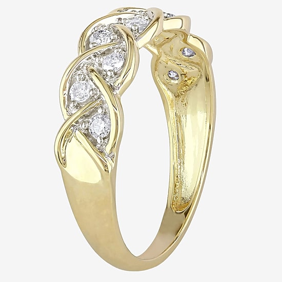 Womens 2MM 1/4 CT. T.W. Natural White Diamond 10K Gold Anniversary Band
