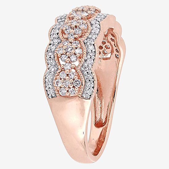 Womens 2.5MM 1/2 CT. T.W. Natural White Diamond 10K Gold Anniversary Band