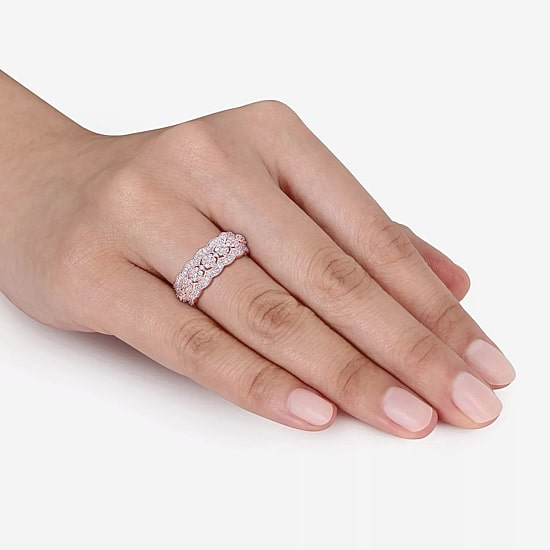 Womens 2.5MM 1/2 CT. T.W. Natural White Diamond 10K Gold Anniversary Band