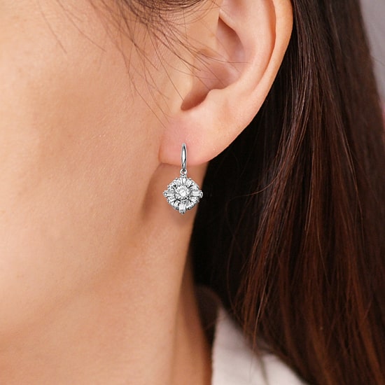 100 Facets by DiamonArt® Cubic Zirconia 2-pc Drop Earrings and Necklace Set