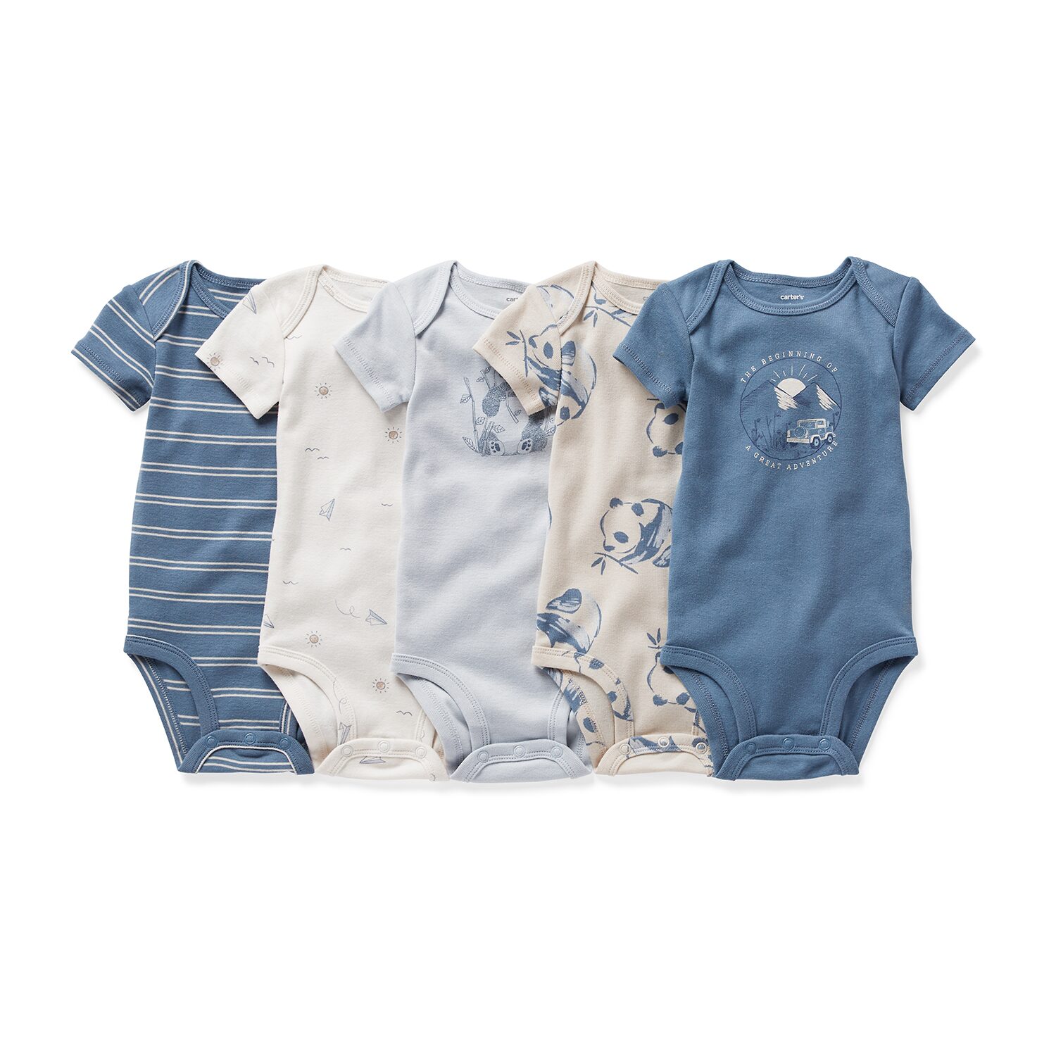 Carter's Baby Boys Crew Neck Short Sleeve Rib 5-pc. Bodysuit