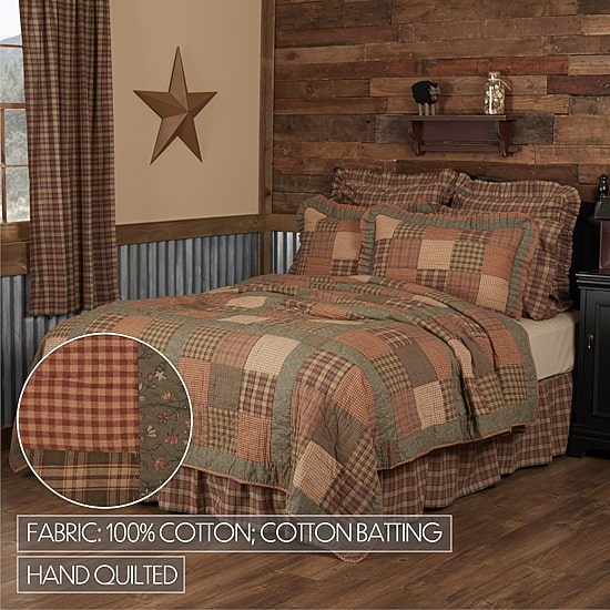 VHC Brands Cinnamon Plaid Reversible Quilt