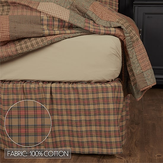 VHC Brands Cinnamon Plaid Bed Skirt